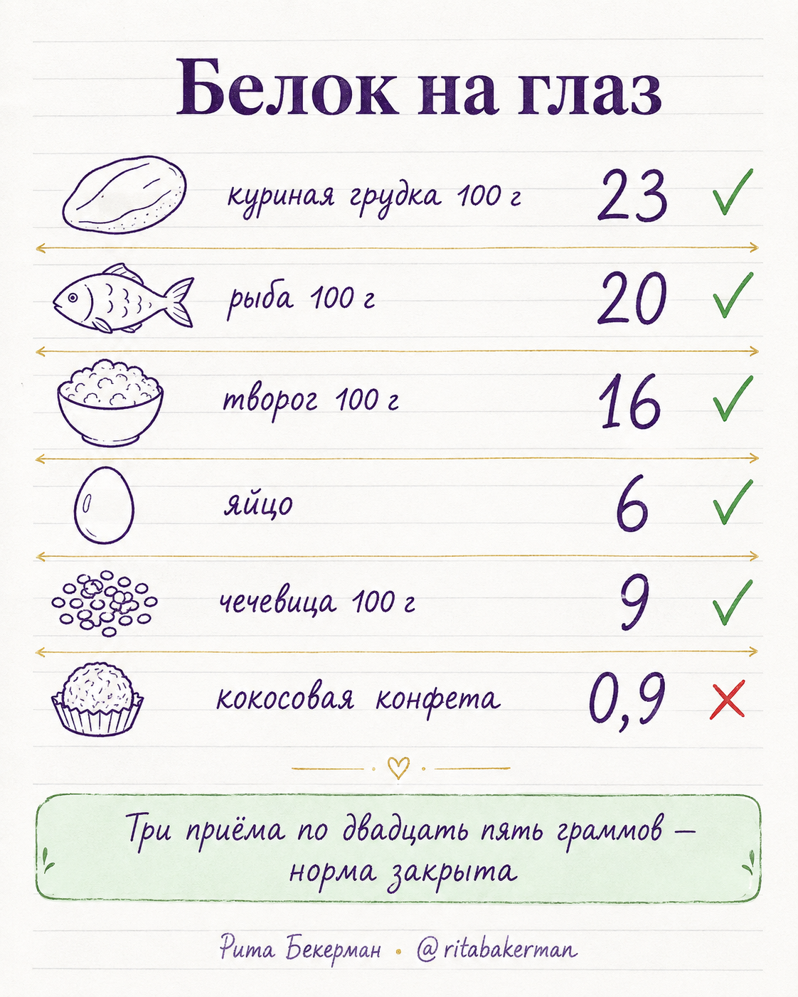 Шпаргалка белка: сколько в чём граммов