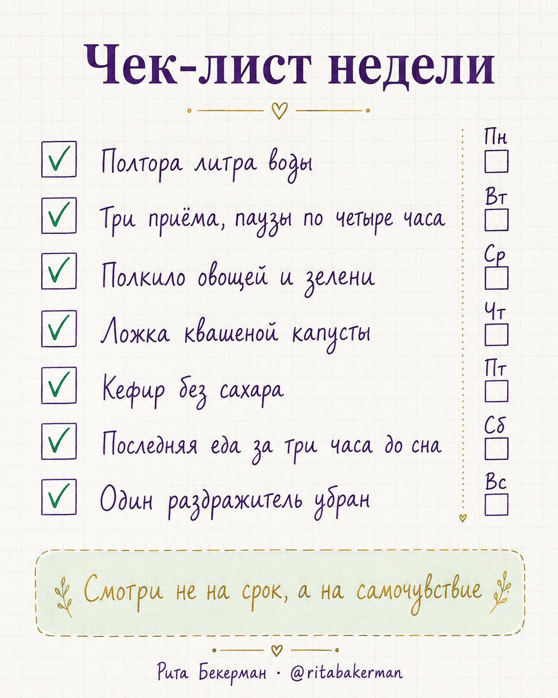 Чек-лист восстановления кишечника