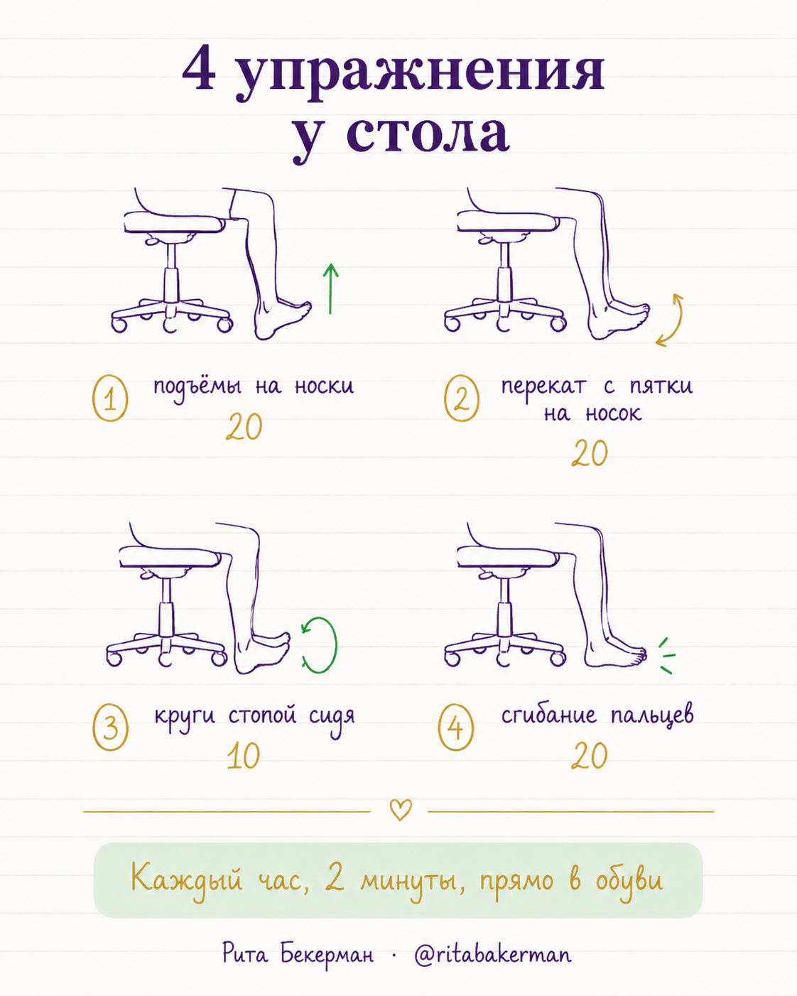 Четыре упражнения для вен прямо у рабочего стола